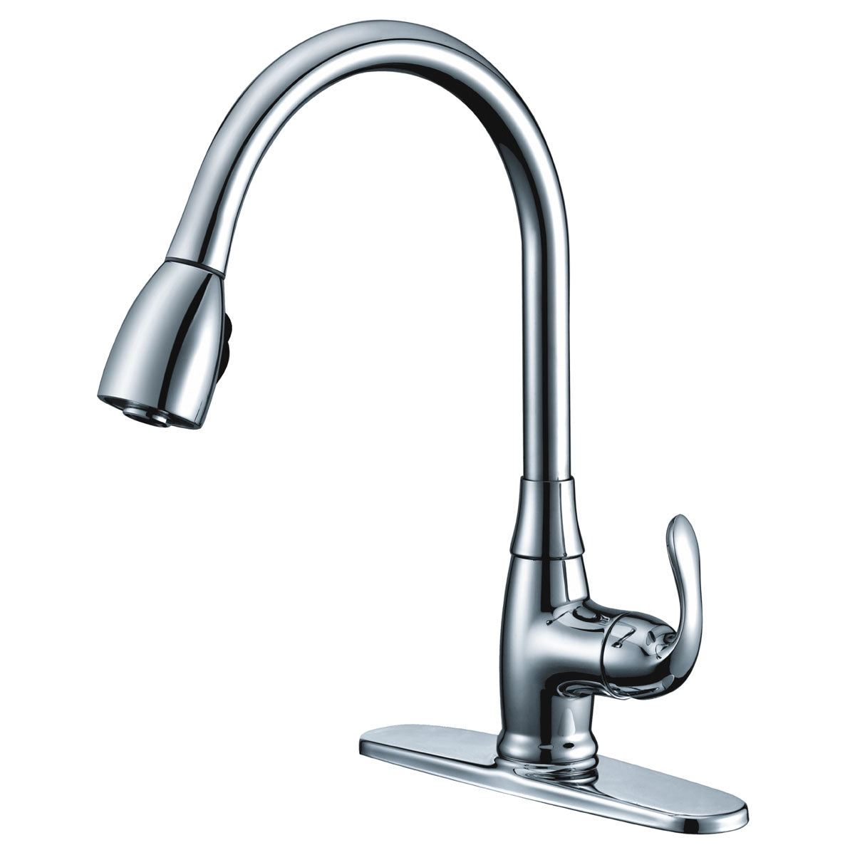 Freendo Faucets Noble Series Single Handle High Arc Pull-Down Kitchen Faucet - Polished Chrome (191-7697)