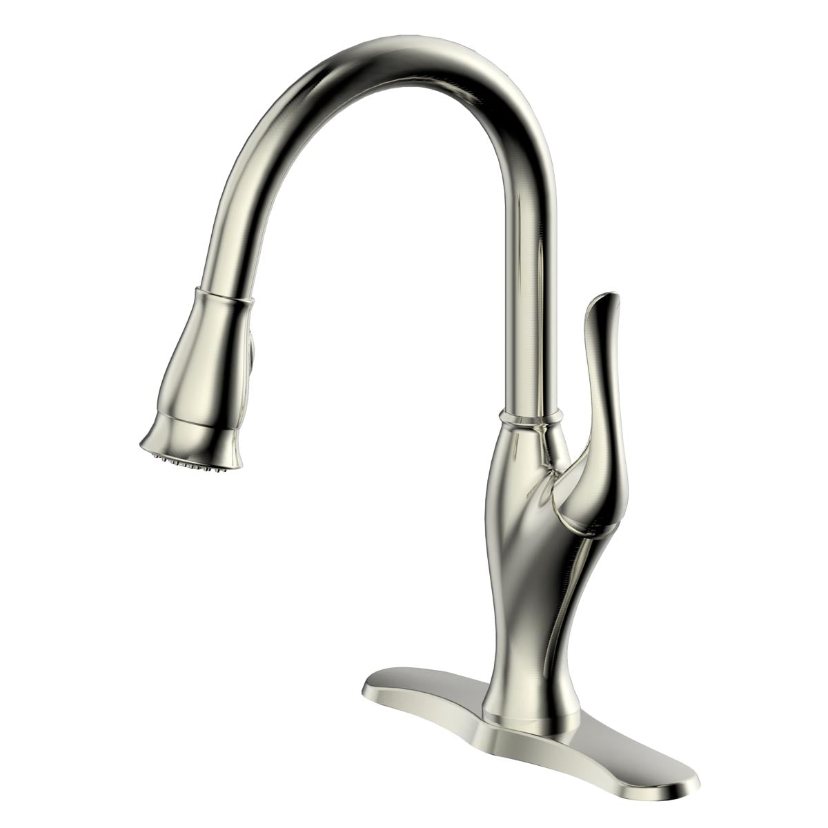 Freendo Faucets Majestic Series Single Arc Pull-Down Kitchen Faucet - Brushed Nickel (192-6466)