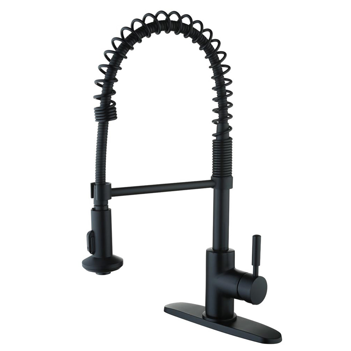 Freendo Faucets Casmir Series Single Handle Spring Coil Kitchen Faucet - Matte Black (192-7173)