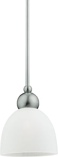 Sea Gull Lighting - Metropolis One Light Mini-Pendant Fixture Brushed Nickel Finish with Satin Etched Glass Shade