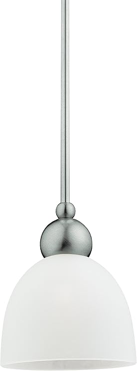 Sea Gull Lighting - Metropolis One Light Mini-Pendant Fixture Brushed Nickel Finish with Satin Etched Glass Shade