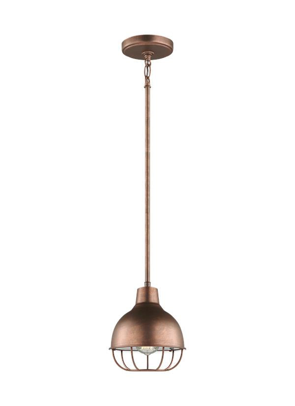 6146501-44: One Light Mini-Pendant Weathered Copper Finish