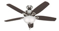 Hunter Builder Deluxe 52" Ceiling Fan with LED Light — Brushed Nickel