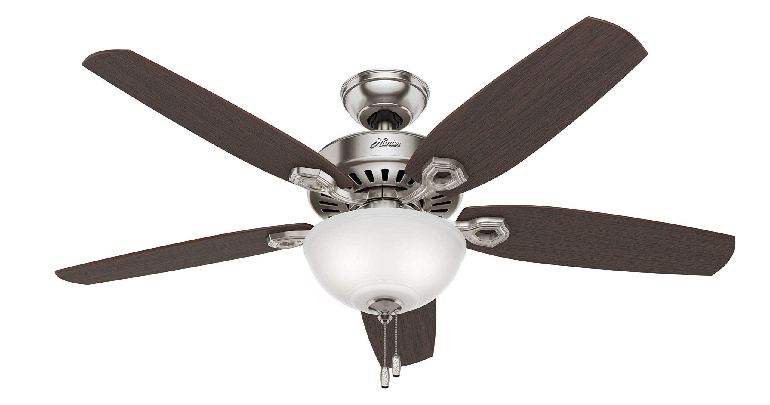 Hunter Builder Deluxe 52" Ceiling Fan with LED Light — Brushed Nickel