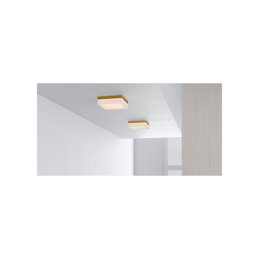 Tech Lighting Boxie 5" Square Natural Brass Flush Mount Light