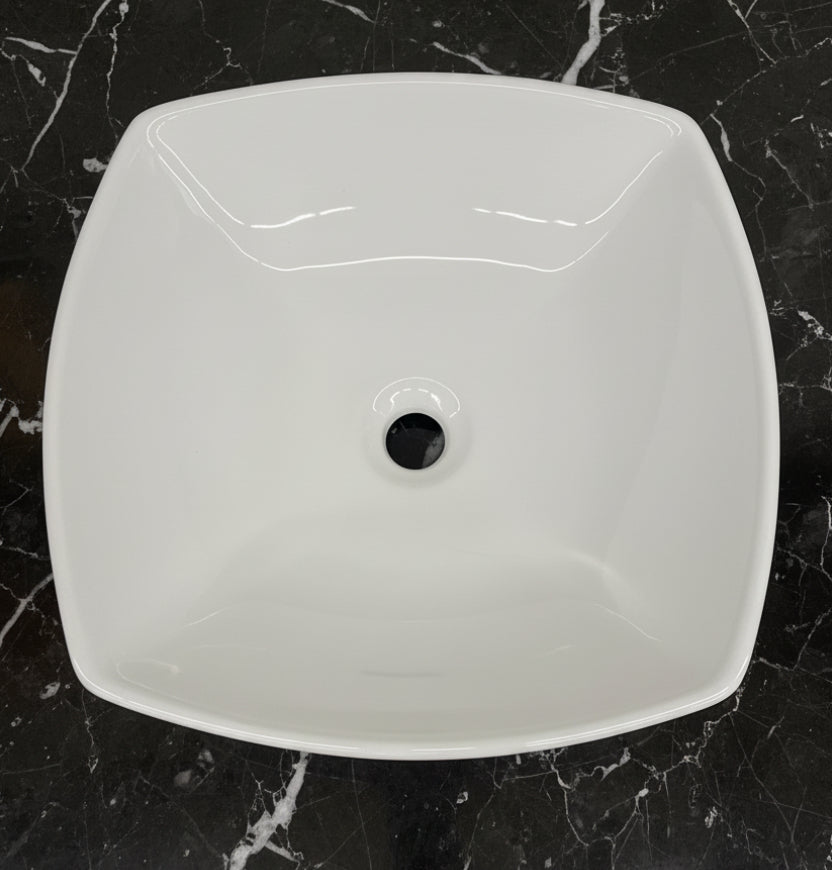 Novatto V107 Flared Square White Ceramic Vessel Sink