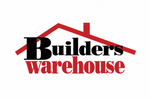 Logo of Builders Warehouse with a red roof and black text on a white background